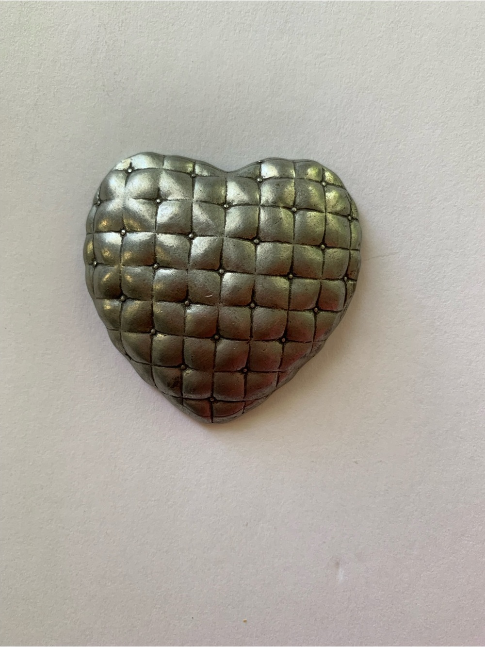 Vintage Brooch - Heart Shaped 1988 Seagull Pewter Canada Quilted